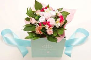Medium Hand Tied Baby Garment Bouquet (Pink)