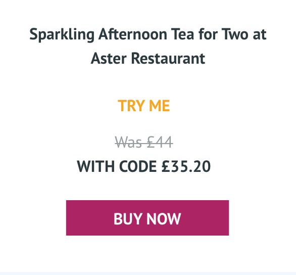 Sparkling Afternoon Tea for Two at Aster Restaurant - Was £44 With code £35.20