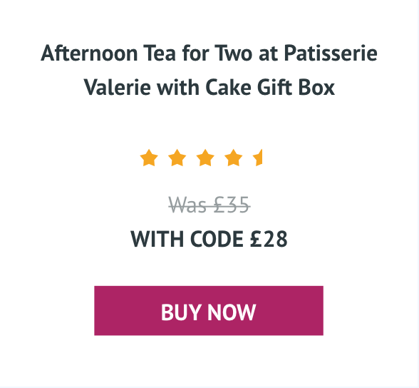 Afternoon Tea for Two at Patisserie Valerie with Cake Gift Box - Was £35 With code £28