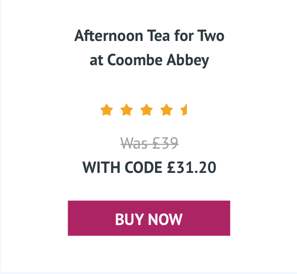 Afternoon Tea for Two at Coombe Abbey - Was £39 With code £31.20